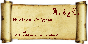 Miklics Ágnes névjegykártya